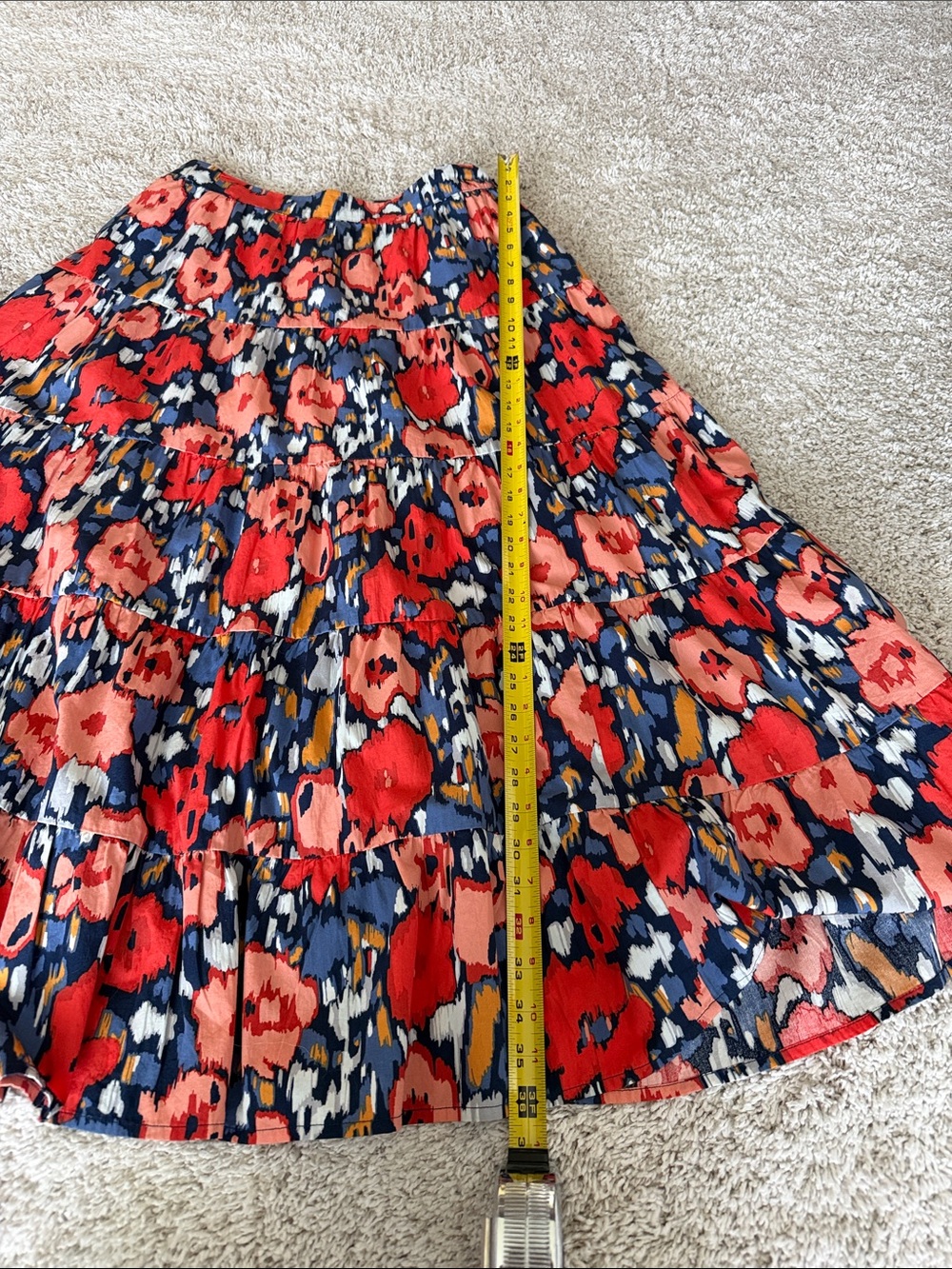 Boden Red Floral Tiered Midi Skirt - Picture 8 of 10